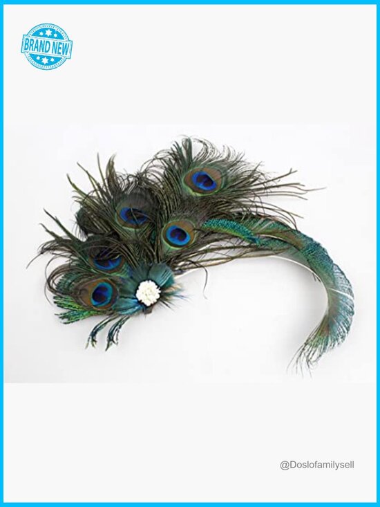 Peacock Feather Hair Clip Fascinator Hat 1920s Headpiece for Derby Wedding main image 6